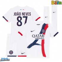 Paris Saint-Germain Joao Neves #87 Bortedraktsett Barn 2025-26 Kortermet (+ Korte bukser)